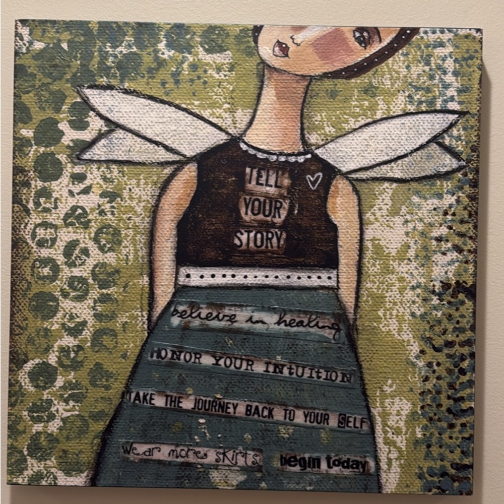 Kelly Rae Roberts Mounted Art- “Tell Your Story” 16x16